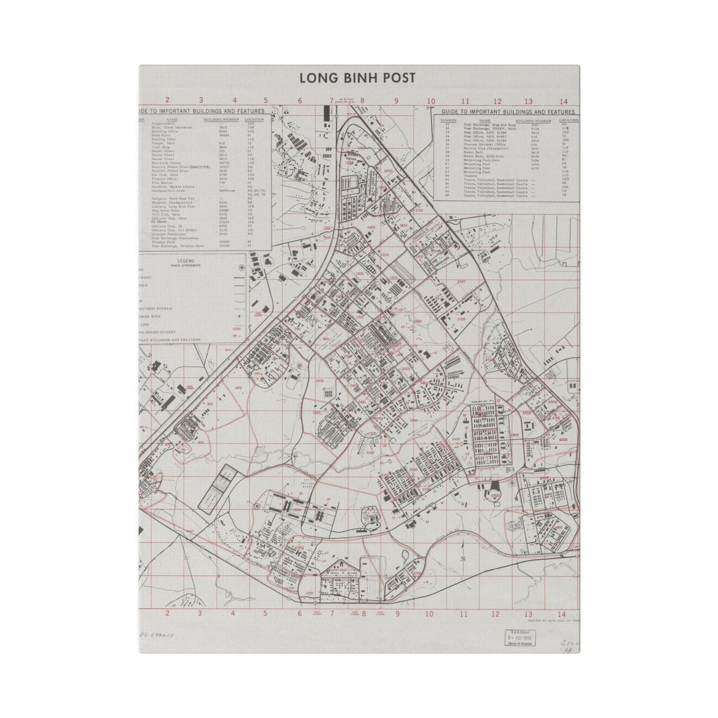 Close-up of the canvas texture highlighting subtle brushstroke details and vibrant color shades in the Long Bình Post