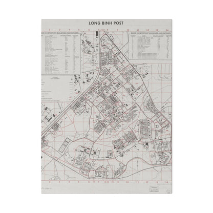 Close-up of the canvas texture highlighting subtle brushstroke details and vibrant color shades in the Long Bình Post