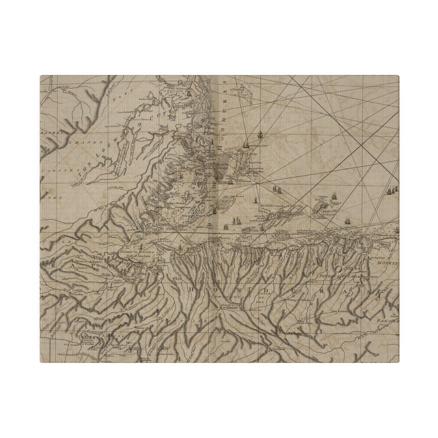 Close-up of the textured canvas surface highlighting subtle color variations and fine stitching details of the Bay of