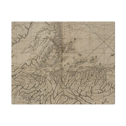 Close-up of the textured canvas surface highlighting subtle color variations and fine stitching details of the Bay of