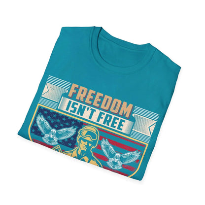 Close-up of the unisex softstyle fabric in deep navy, highlighting the smooth texture and subtle stitching along the