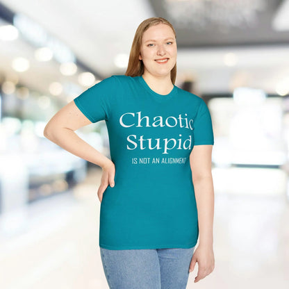 Close-up of the white unisex t-shirt's fabric texture and neat neckline stitching from a front angle showing the soft cotton