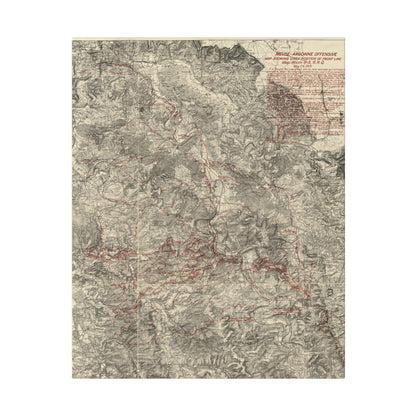 Close-up of detailed handwritten annotations on the May 24, 1919 map room G-3, highlighting wartime strategic notes and