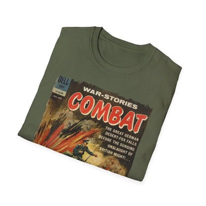 Close-up of the Combat Sept 1962 unisex T-shirt neckline showcasing reinforced stitching and softness of the charcoal-gray