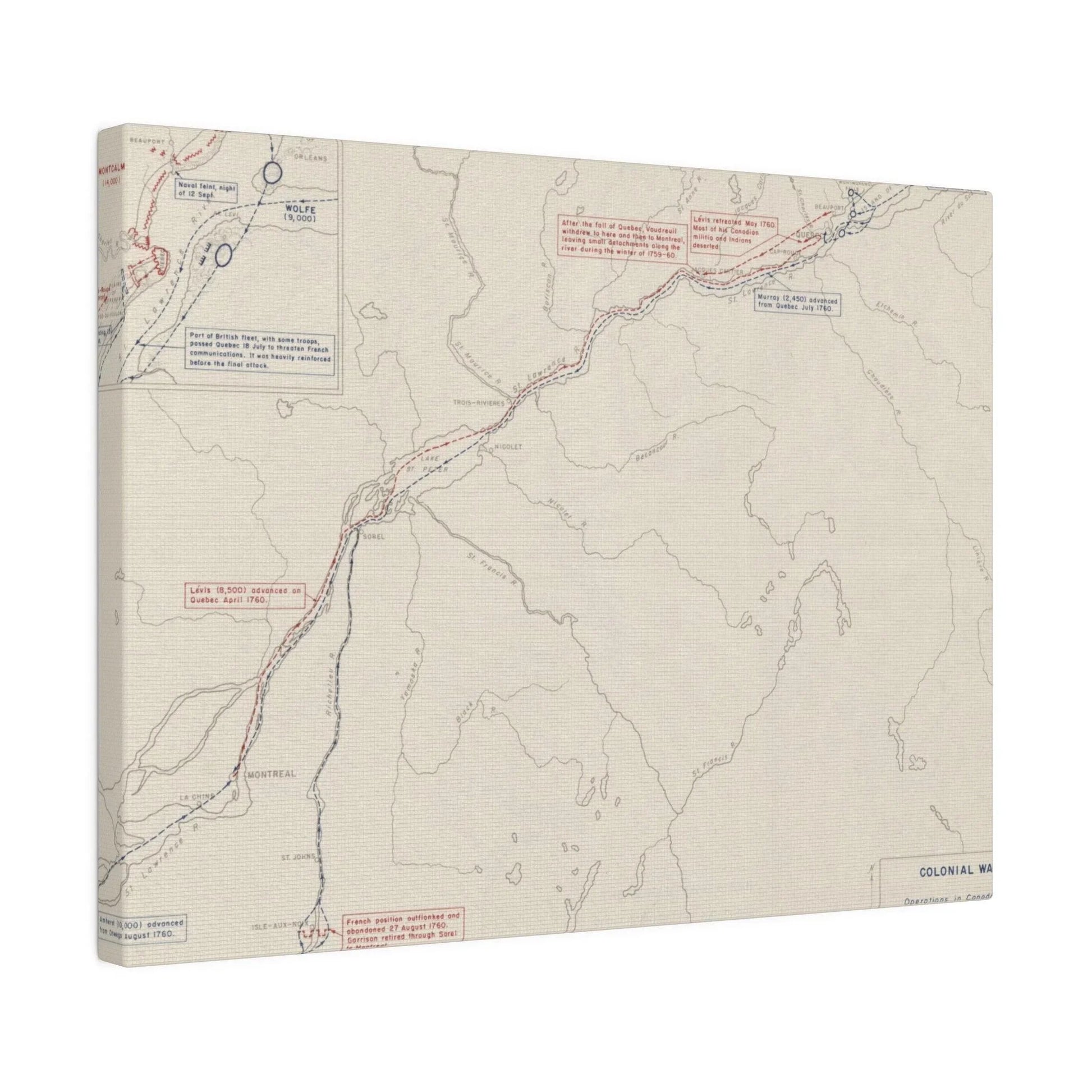 Close-up of textured canvas surface highlighting aged, worn finish and subtle color variations for Colonial Wars artwork