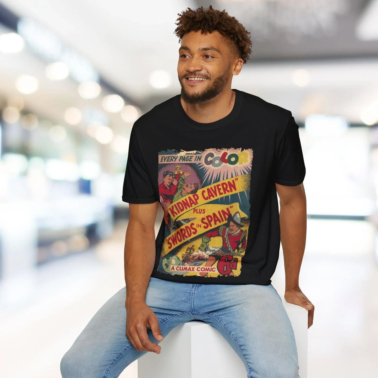 Close-up of the Climax Color No.1 softstyle T-shirt fabric showcasing smooth, relaxed fit in vibrant blue with subtle