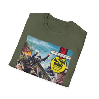 Close-up of the unisex relaxed fit T-shirt’s fabric weave in deep navy, highlighting soft cotton blend and subtle texture