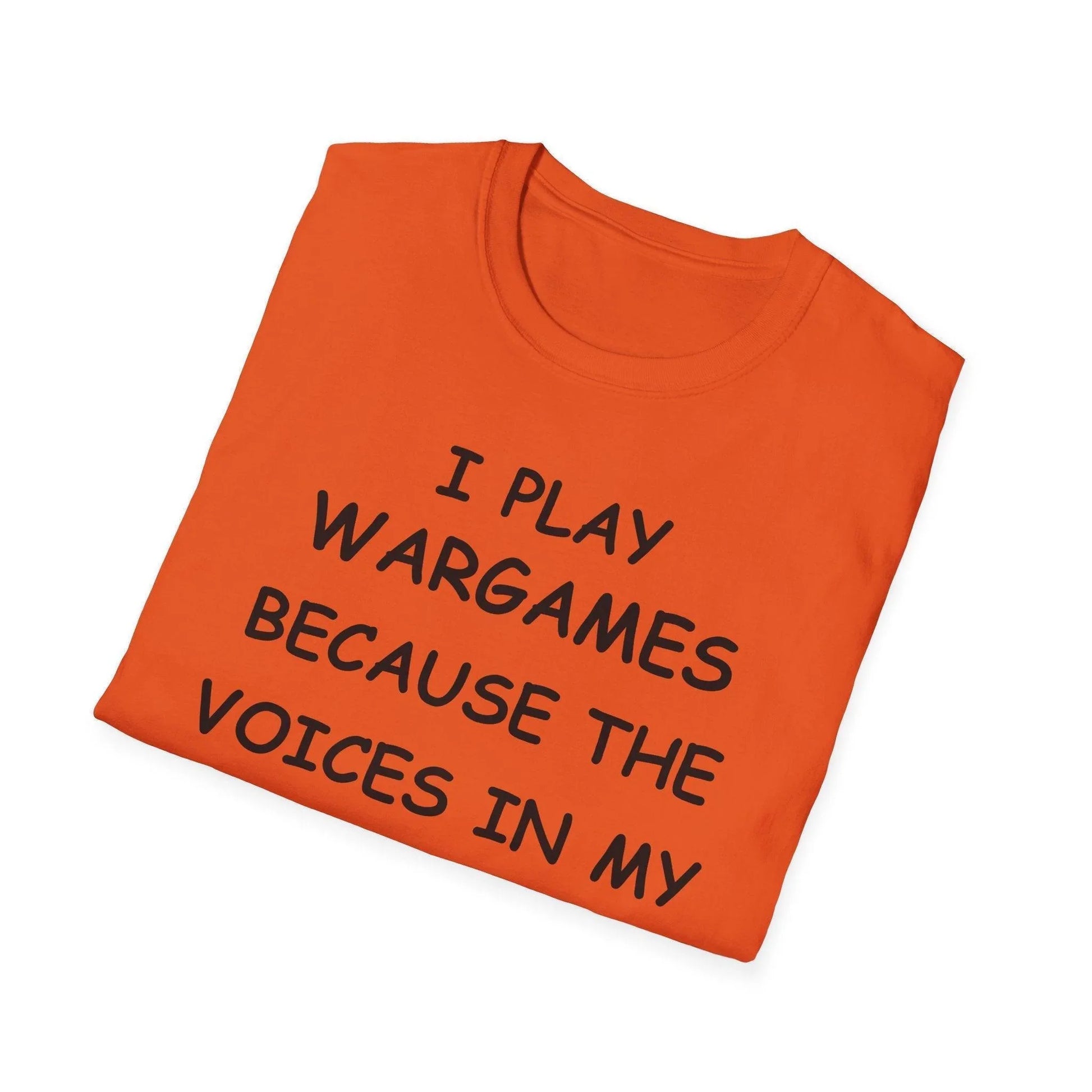 Close-up of the black unisex Slim Fit I Play Wargames T-shirt’s soft cotton fabric and subtle stitching along the crew