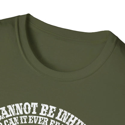 Close-up of the unisex softstyle T-shirt’s neckline and smooth fabric texture in vibrant forest green color