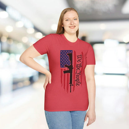 Close-up of the distressed American flag pattern on the soft cotton fabric, highlighting the vintage faded design and