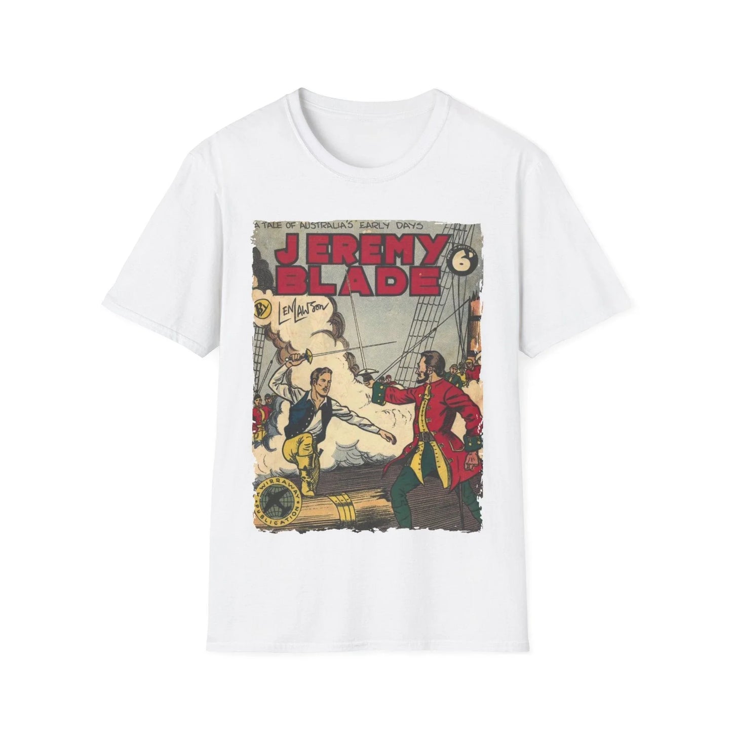 Close-up of the Jeremy Blade T-shirt’s front neckline highlighting the reinforced stitching and smooth crew neck detail.