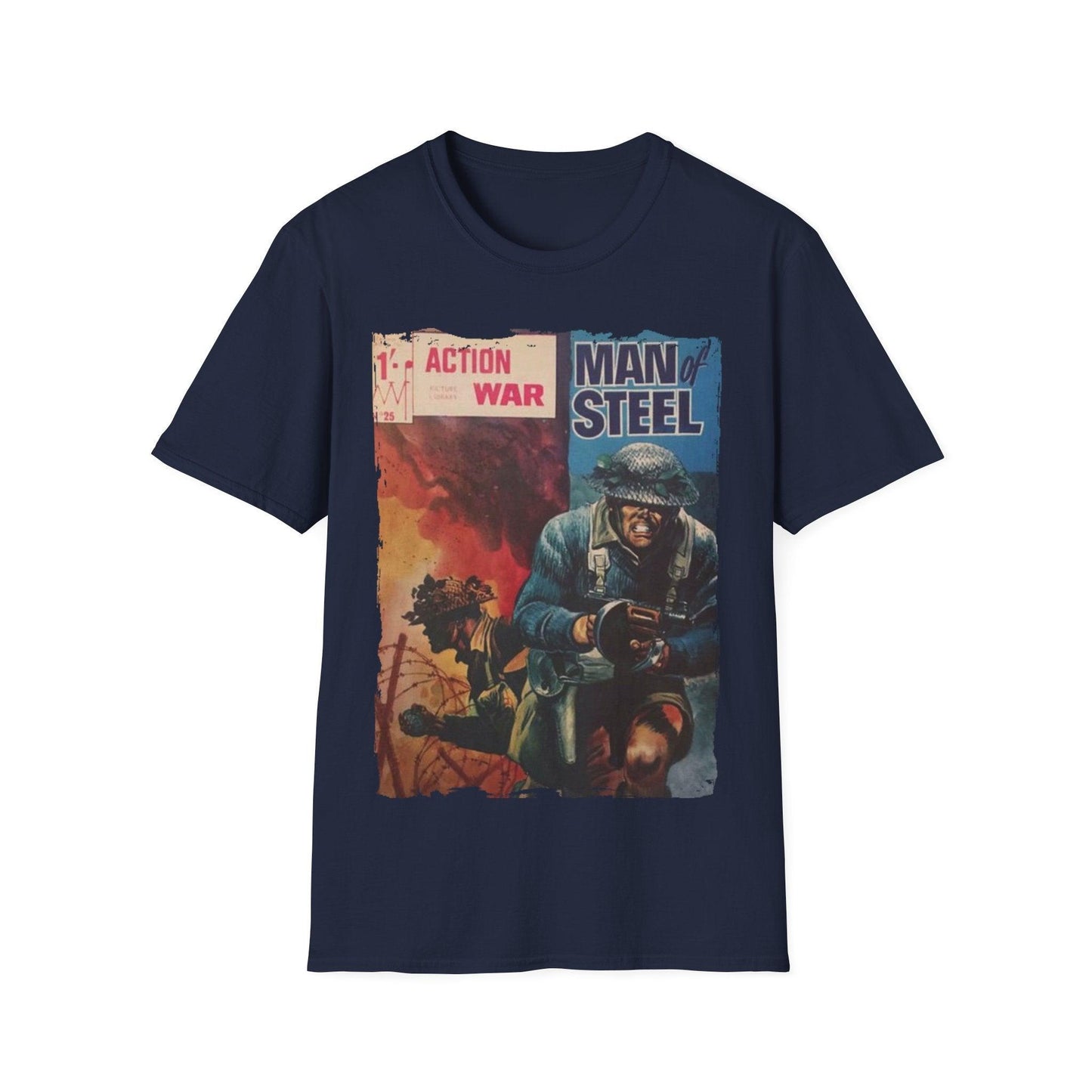 Close-up of the unisex softstyle T-shirt's smooth fabric texture and vibrant teal color with a crew neckline and short