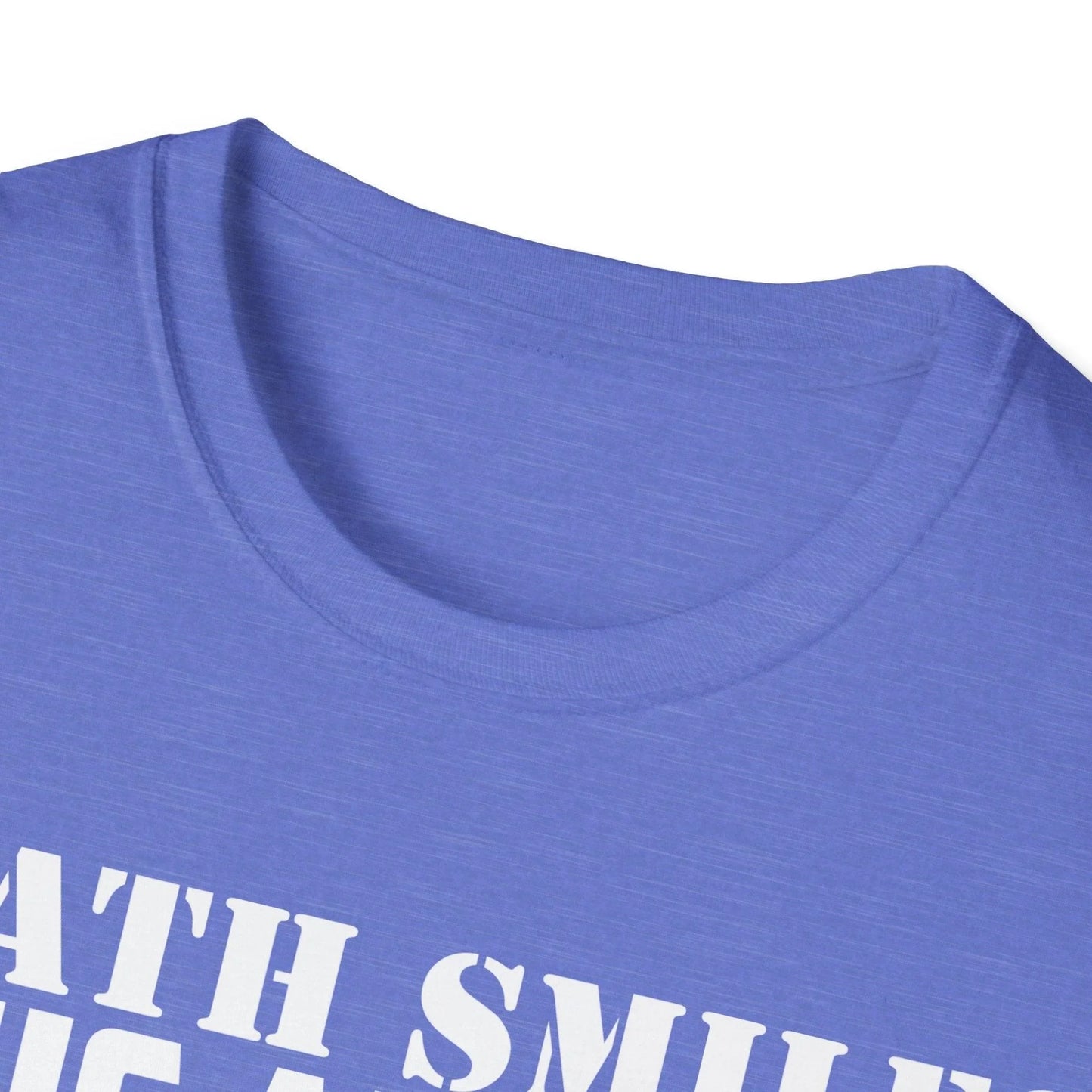 Close-up of the Death Smiles T-Shirt neckline showcasing reinforced stitching and smooth seam details in black softstyle