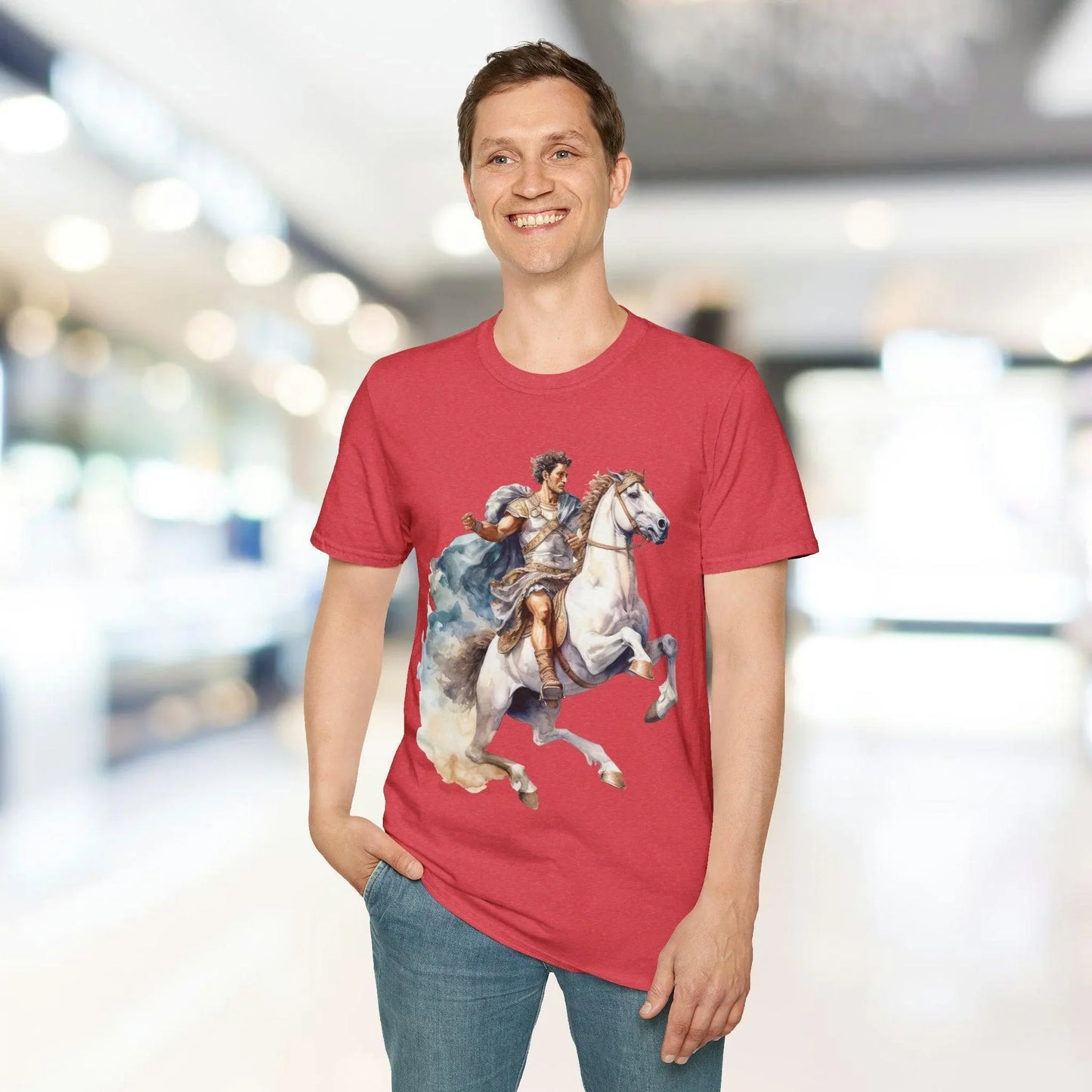 Back detail highlighting the relaxed fit, soft turquoise cotton fabric, and stitched neckline of the unisex T-shirt