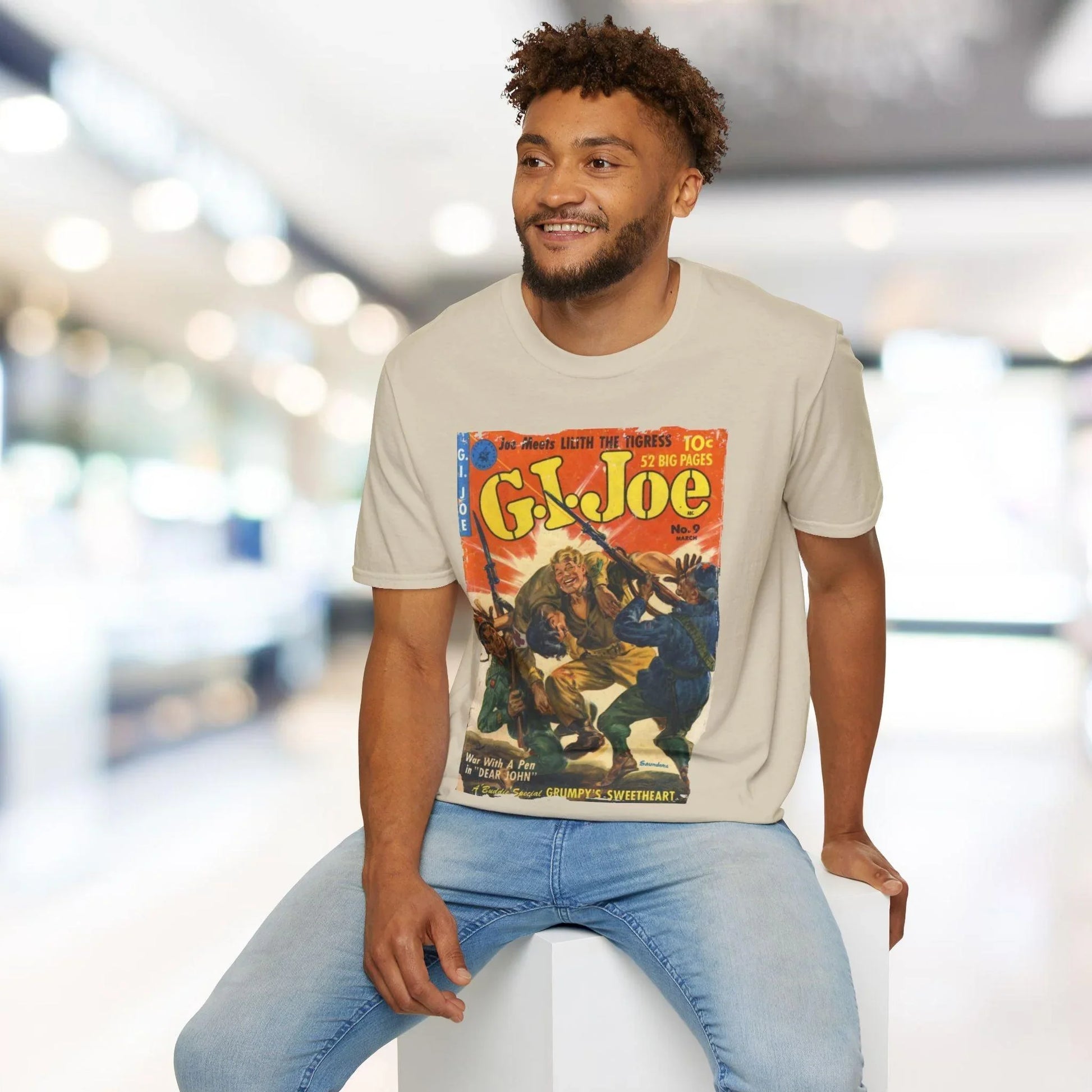 Close-up of the navy blue soft cotton fabric showcasing subtle texture and reinforced stitching along the sleeve hem.