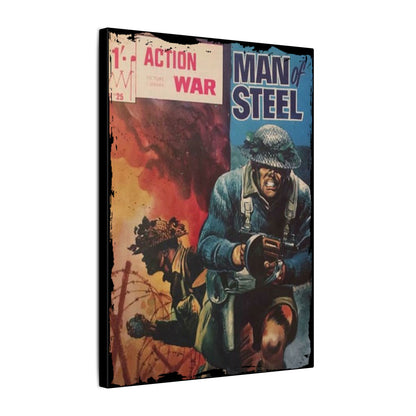 Action War #25 canvas wall art, matte finish, eco-friendly print on sustainable wood, 24x36 inches for home living room decor