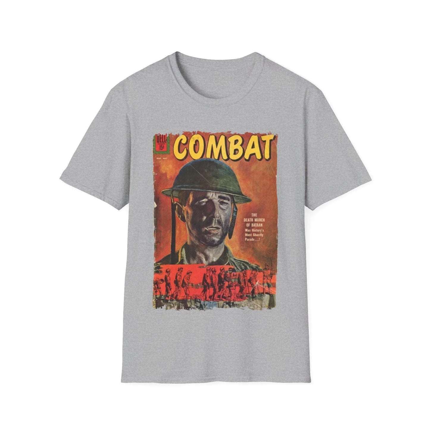 Close-up of the Combat May 1961 T-shirt's smooth cotton fabric displaying subtle fabric weave and relaxed fit neckline