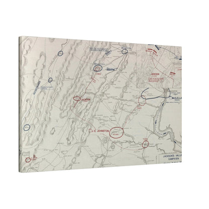 Close-up of textured canvas surface highlighting brushstroke details from the Battle of Kernstown scene, showcasing vintage