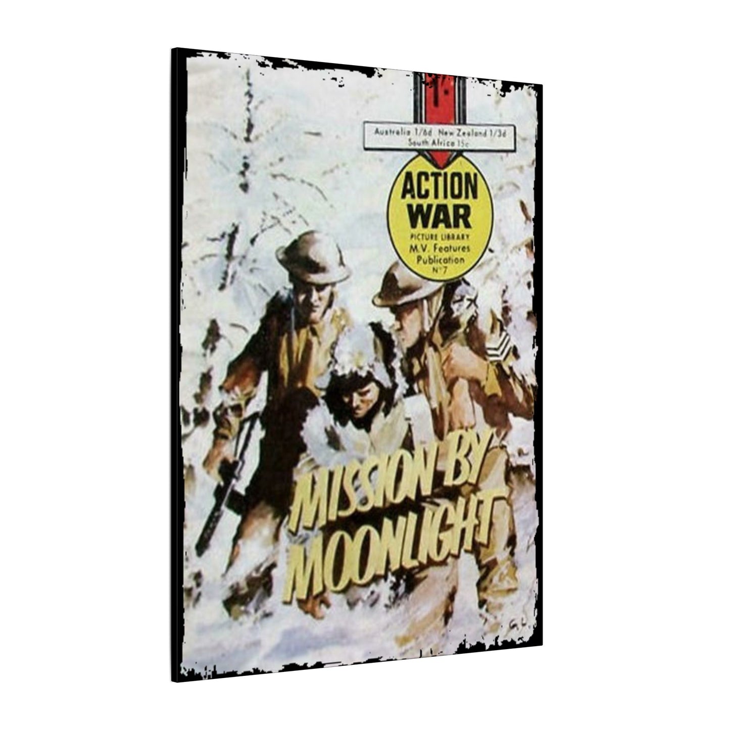 Close-up of the textured canvas surface highlighting the detailed brushstroke finish and vibrant color accents.