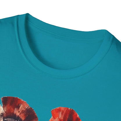 Close-up of the Ancient Warrior 2 T-Shirt's crew neckline and stitched seam in forest green, highlighting soft cotton fabric