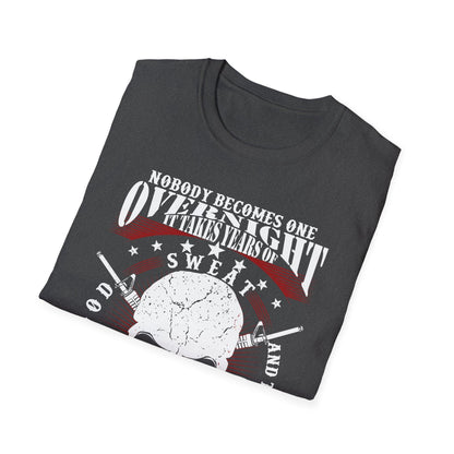 Light heather gray fabric detail highlighting the relaxed fit and soft texture of the unisex T-shirt from a slightly angled