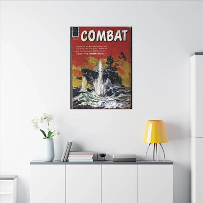 Close-up of textured canvas material highlighting the detailed weave and rugged finish of the Combat, Nov 1961 print in warm