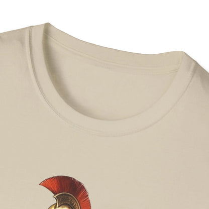 Close-up of the soft fabric texture and subtle heather pattern of the unisex Ancient Warrior 1 T-shirt's navy color from a