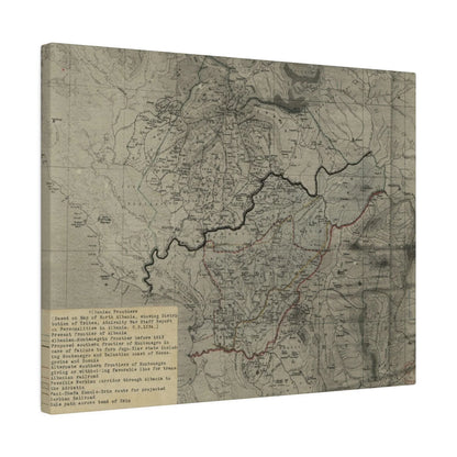 Close-up of textured canvas surface highlighting aged coloration and brushstroke details from the 1916 Admiralty War Staff