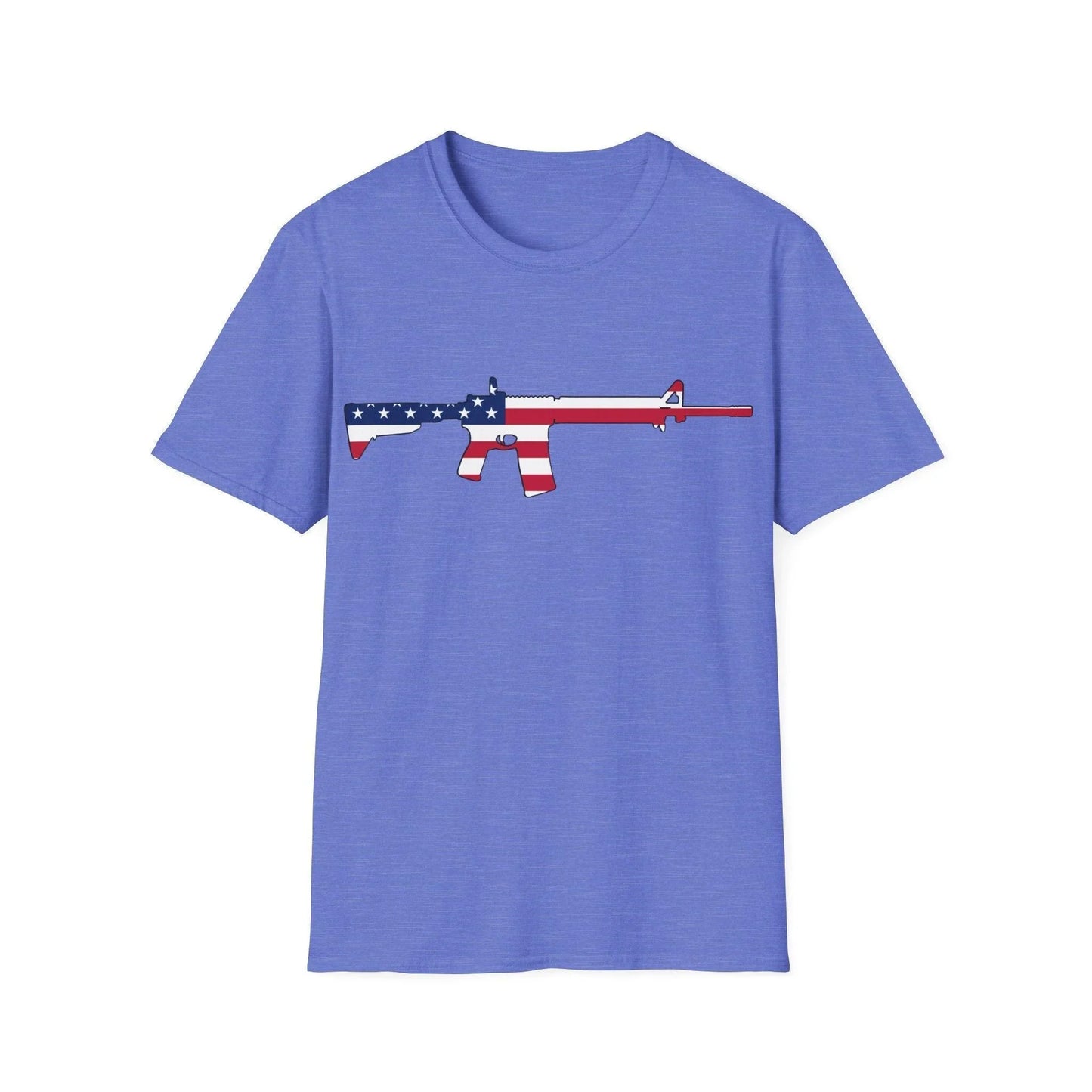 Close-up of the AR American Flag Color T-Shirt’s relaxed fit hemline and subtle stitching detail on soft cotton fabric.