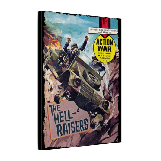 Printify Action War #9 canvas wall art, 24x36 inches, matte finish, eco-friendly wood frame, ready to hang for home decor