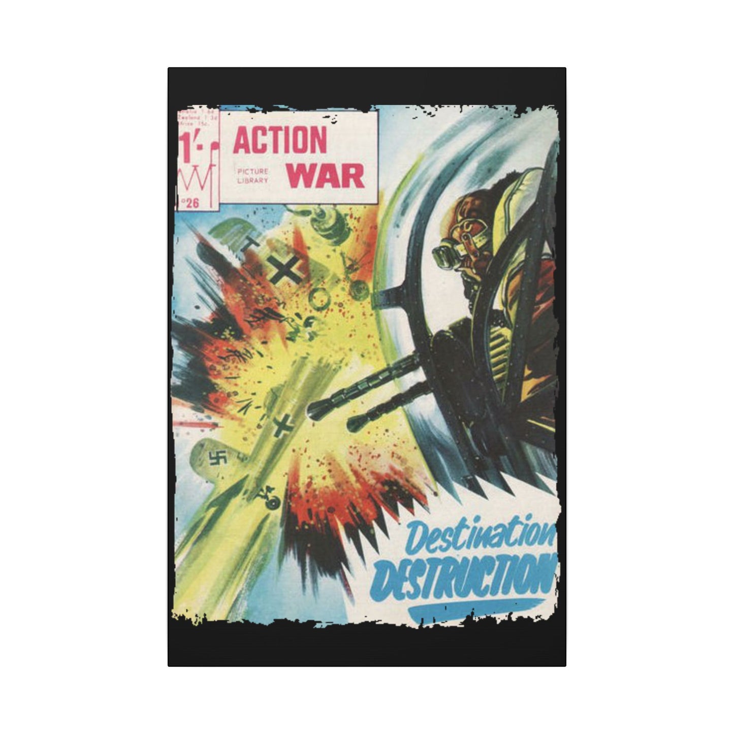 Close-up of the Canvas material’s textured surface highlighting the fine woven fibers and matte finish of Action War #26