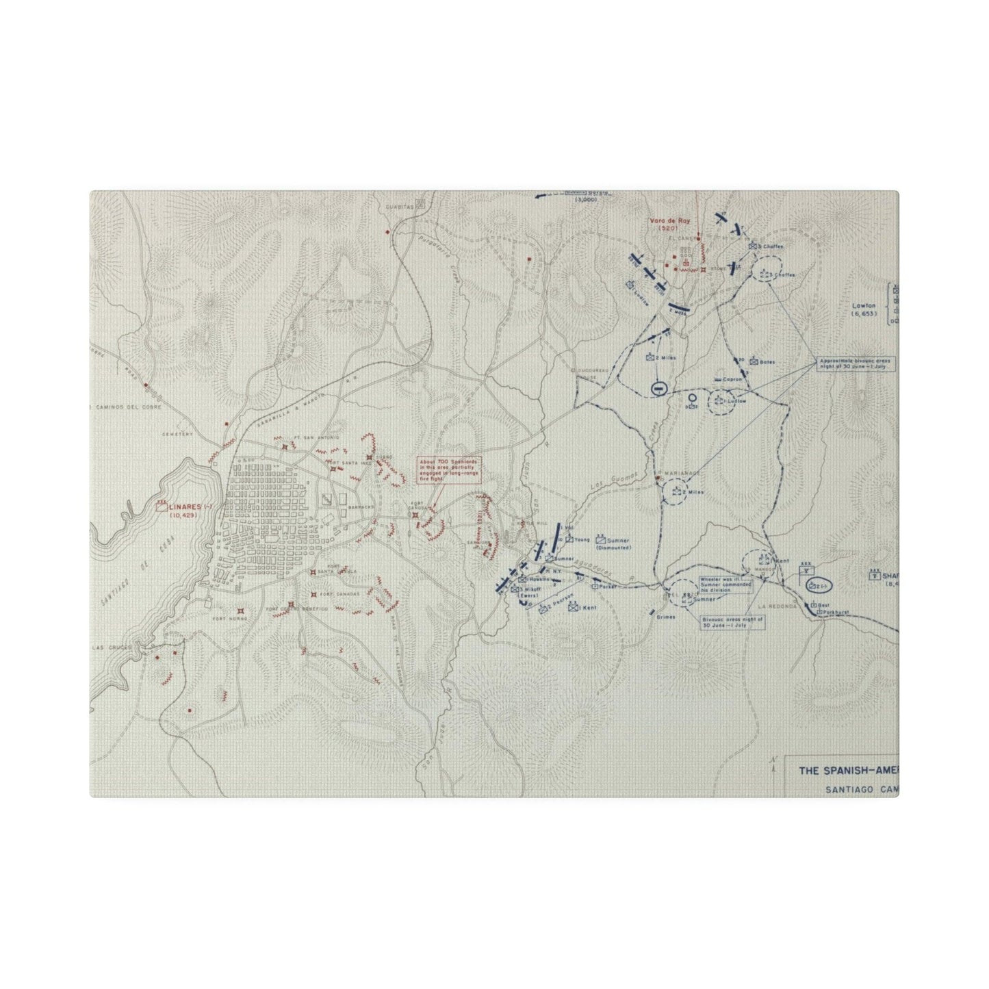 Spanish-American War, Santiago Campaign, Situation Noon 1 July 1898 - Pacific Sky Games