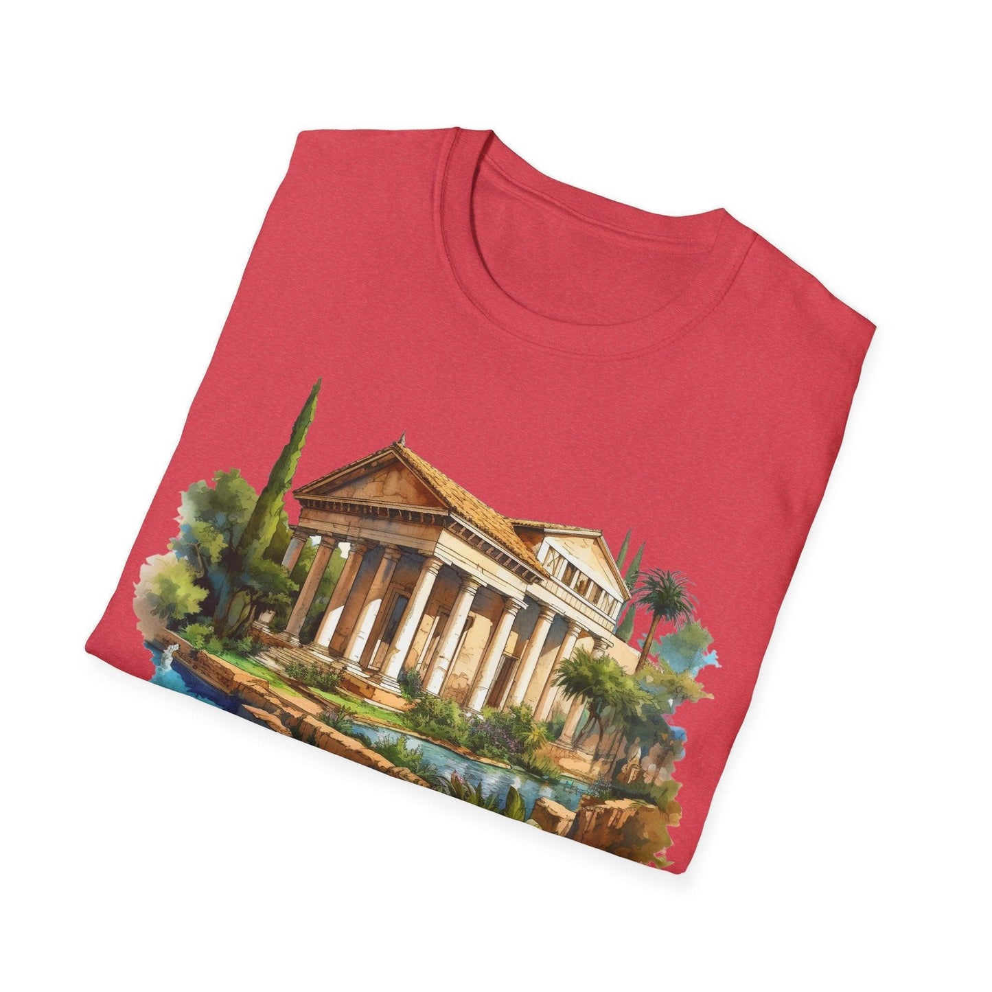 Close-up of the unisex softstyle fabric tag inside the collar highlighting the smooth, lightweight cotton-poly blend and