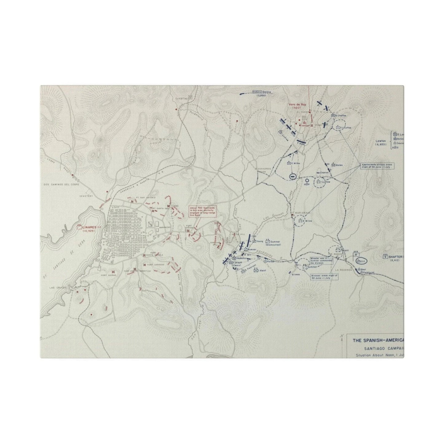 Spanish-American War, Santiago Campaign, Situation Noon 1 July 1898 - Pacific Sky Games