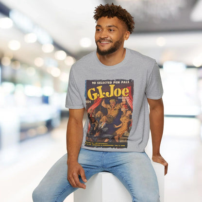 Close-up of the G.I. Joe No.37 T-Shirt neckline showcasing soft cotton fabric and stitched collar detail from a front angle.