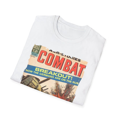 Close-up of the Combat Sept 1964 T-shirt’s embroidered logo on the chest, highlighting the soft cotton fabric and relaxed