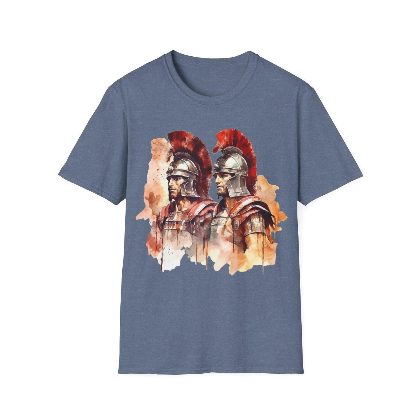 Close-up of the unisex softstyle fabric showing vibrant navy color and subtle textured surface from the front neckline angle.