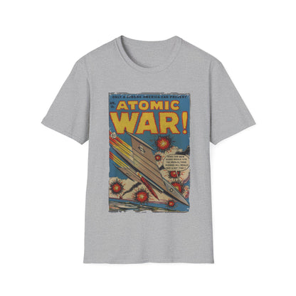 Close-up of the unisex softstyle fabric highlighting the smooth black color and subtle texture of the Atomic War! No 4