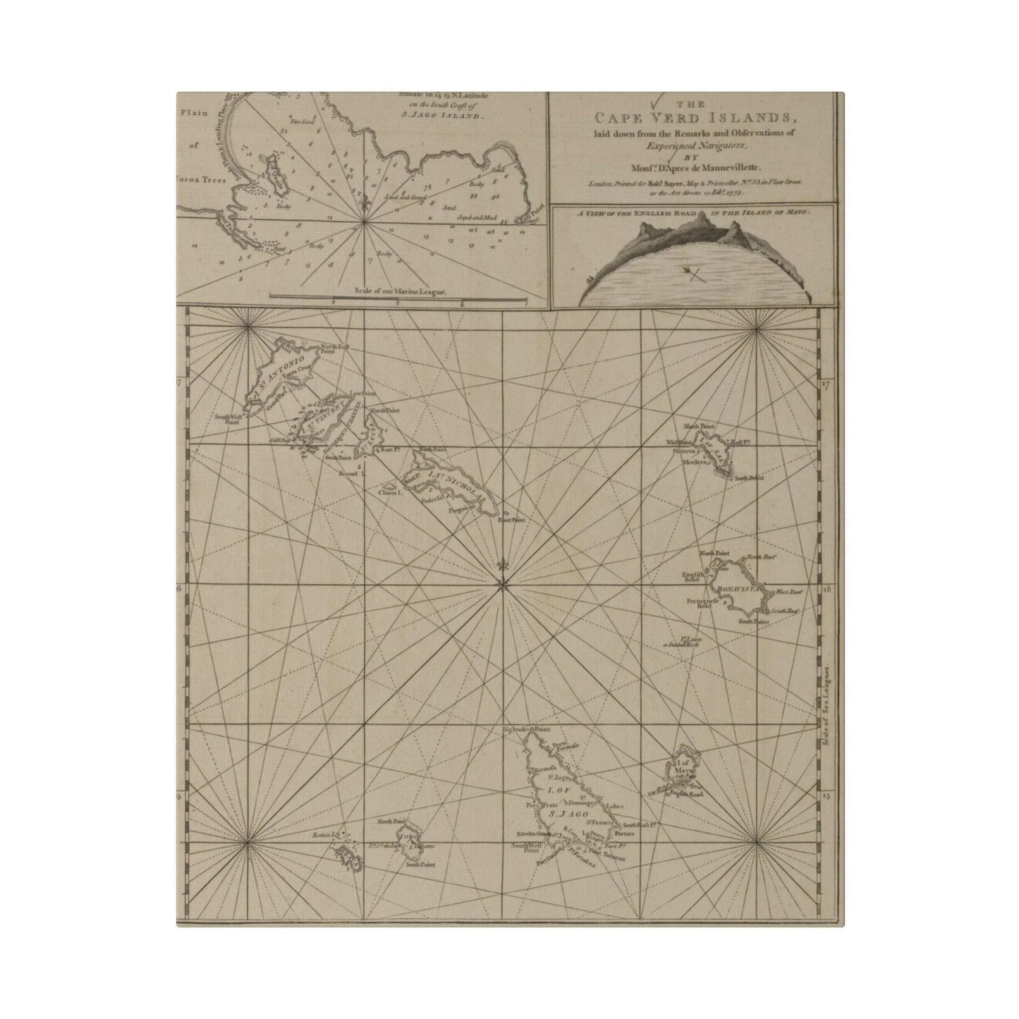 Close-up of the vibrant Caribbean colors and textured canvas surface highlighting the Cape Verde Islands map detail from a