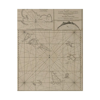 Close-up of the vibrant Caribbean colors and textured canvas surface highlighting the Cape Verde Islands map detail from a