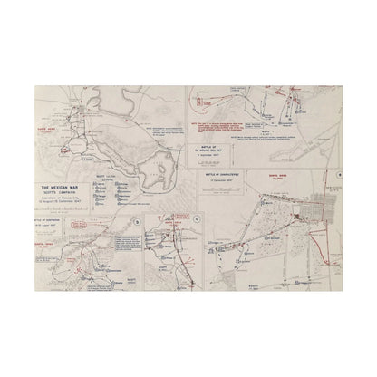 Close-up of textured canvas surface highlighting aged, faded colors and intricate brushstroke details from the Mexican War