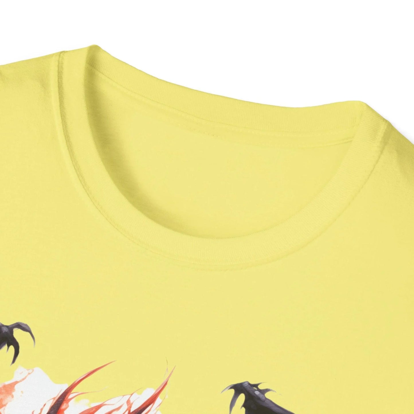 Close-up of the unisex softstyle T-shirt's relaxed fit and vibrant navy color showcasing the smooth fabric texture and