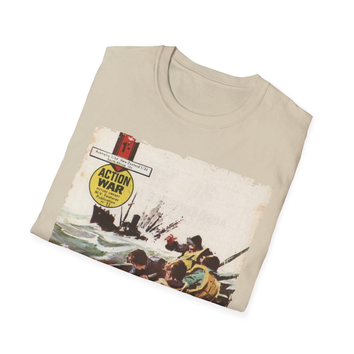 Close-up of the unisex softstyle T-shirt neckline highlighting the smooth, crew neck design and subtle fabric texture in