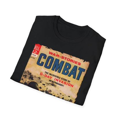 Overhead shot highlighting the soft cotton fabric and vibrant Combat Mar 1964 graphic on the chest of the unisex slim-fit
