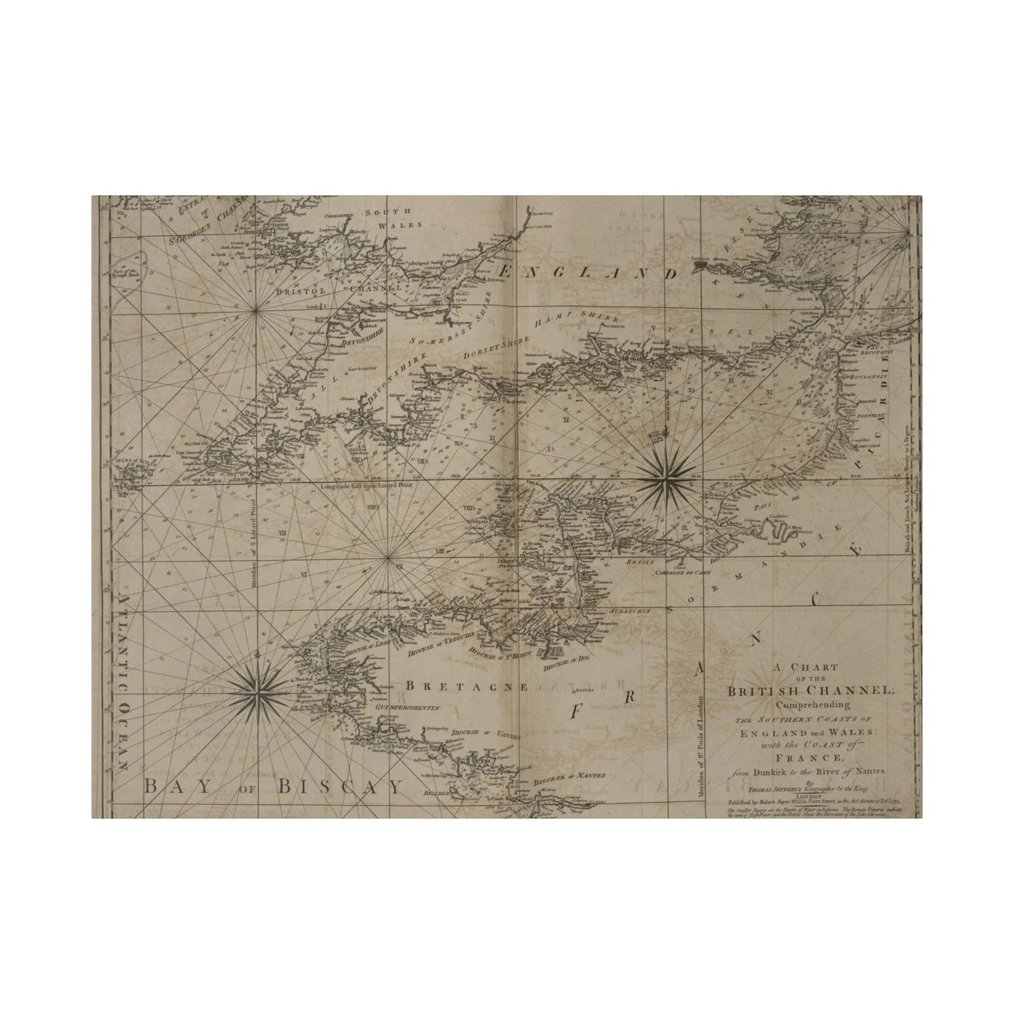 Printify canvas print of the British Channel with matte finish, eco-friendly wood frame, 24x36 inches, suitable for indoor