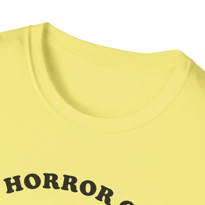 Close-up of the Cosmic Horror Cuteness T-Shirt's soft, heather gray fabric highlighting the relaxed fit and smooth texture