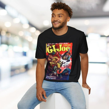 Close-up of the G.I. Joe No.11 softstyle T-shirt's neckline featuring reinforced stitching and a small woven brand label on