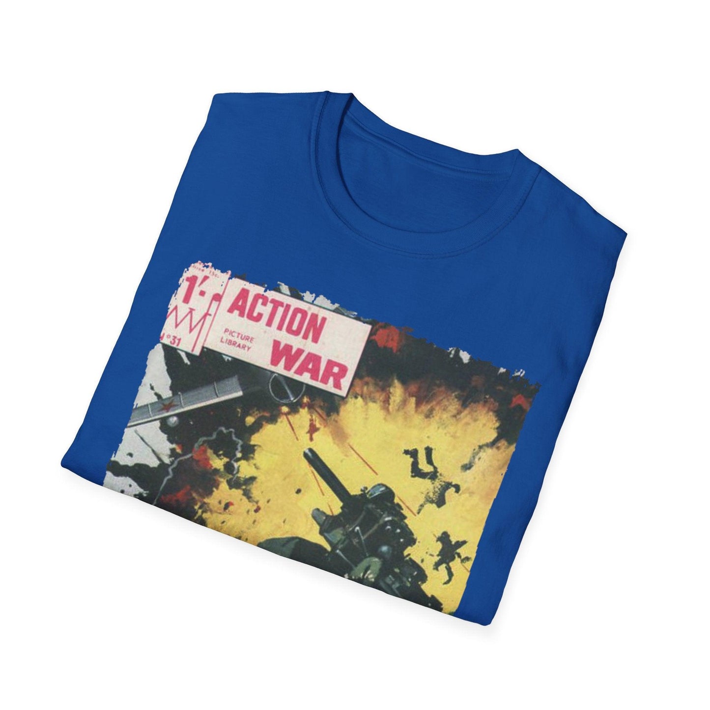 Close-up of the unisex softstyle T-shirt’s fabric texture showing smooth, lightweight cotton blend and subtle color