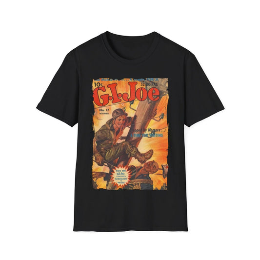 Printify G.I. Joe No.17 unisex softstyle cotton T-shirt with crew neck, regular fit, in black, featuring printed graphic