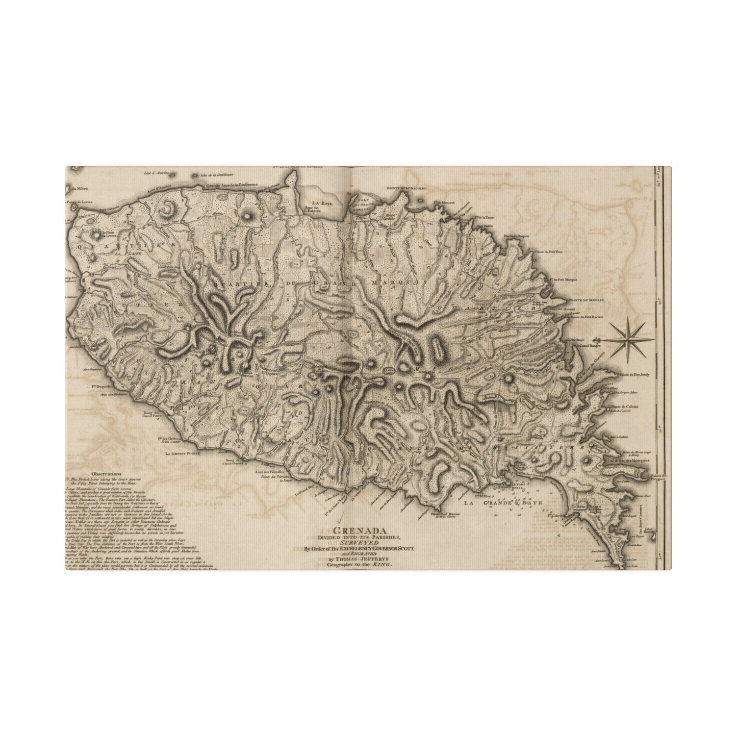 Close-up of the textured canvas material showcasing subtle wrinkles and natural fiber details of the Grenada piece.